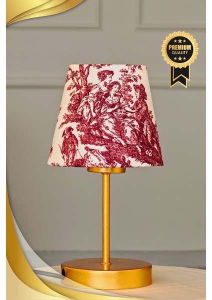 Vintage Gold Ayak Toile De Jouy Masa Lambası Lambader Kablolu Arapuarlı