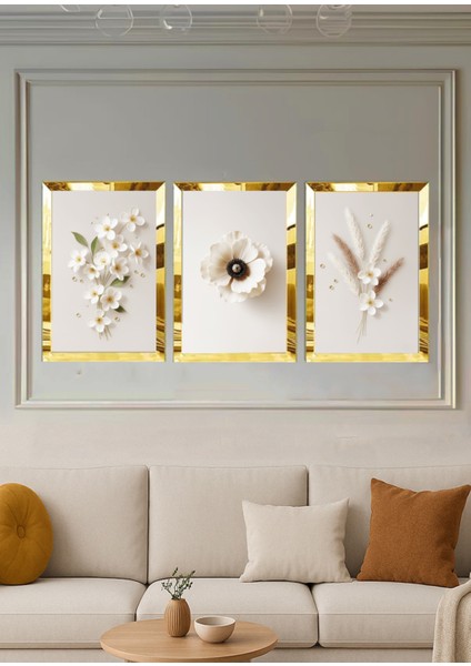 Pleksi Çerçeveli Botanik Pastel Tablo 3lü fiyatları