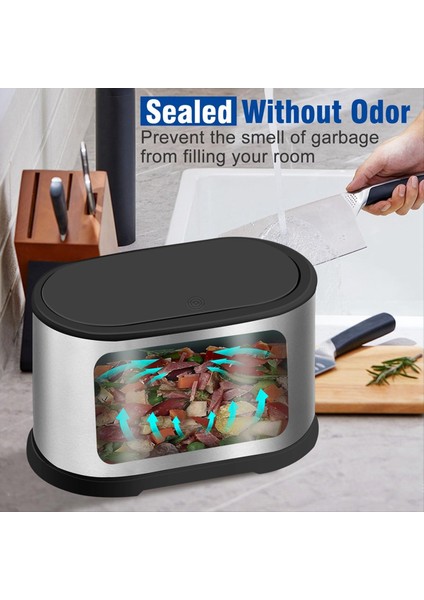 Kapaklı Mini Çöp Kutusu, 4l Küçük Mutfak Kompost Bin Tezgah Çöp Kutusu, Paslanmaz Çelik Mini Çöp Gümüş (Yurt Dışından) fırsatları