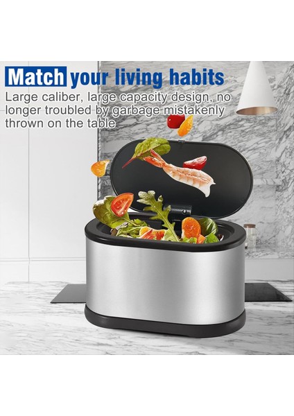 Kapaklı Mini Çöp Kutusu, 4l Küçük Mutfak Kompost Bin Tezgah Çöp Kutusu, Paslanmaz Çelik Mini Çöp Gümüş (Yurt Dışından) indirimleri
