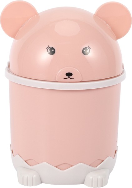 Yaratıcı Sevimli Masaüstü Çöp Masaüstü Kapak Küçük Kağıt Sepet Mini Flip Plastik Çöp Kutusu Pembe (Yurt Dışından)