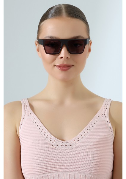 Kadın Kare Kahverengi Mat Güneş Gözlüğü 23048 C3 M fiyatları