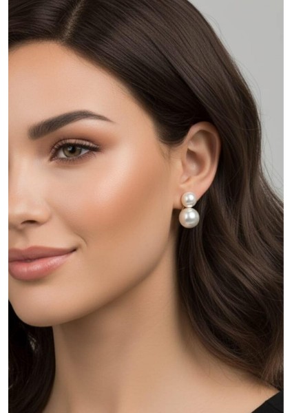 Lüks Görünümlü Çift Inci Tasarım Küpe 04-Xpng-Kp