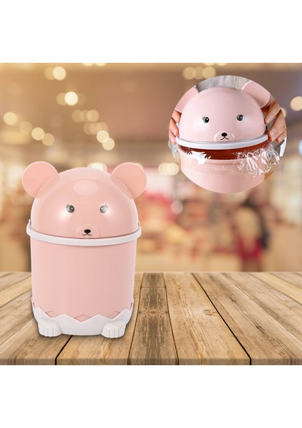 Yaratıcı Sevimli Masaüstü Çöp Masaüstü Kapak Küçük Kağıt Sepet Mini Flip Plastik Çöp Kutusu Pembe (Yurt Dışından) fiyatları