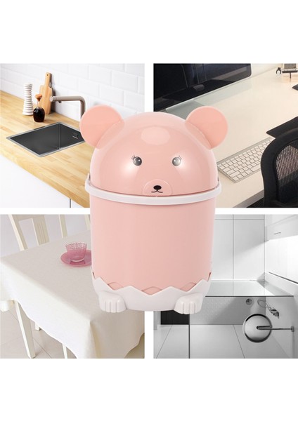 Yaratıcı Sevimli Masaüstü Çöp Masaüstü Kapak Küçük Kağıt Sepet Mini Flip Plastik Çöp Kutusu Pembe (Yurt Dışından) indirimleri