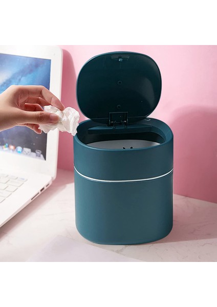 Mini Çöp Kutusu Masaüstü Atık Kutusu Pres-Open Kapaklı Küçük Masa Üstü Kutu Ev Için Zarif Yuvarlak Köşe Kağıt Kutusu A (Yurt Dışından) fiyatları