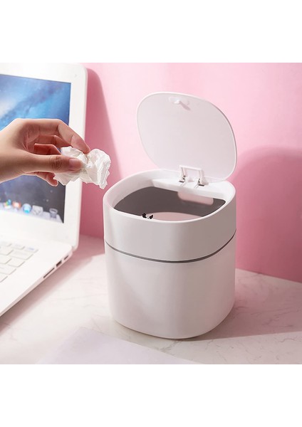 Mini Çöp Kutusu Masaüstü Atık Kutusu ile Pres-Açık Kapak Küçük Masa Üstü Kutu Zarif Yuvarlak Köşe Kağıt Kutusu Ev B Için (Yurt Dışından) fiyatları