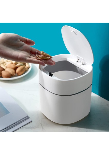 Mini Çöp Kutusu Masaüstü Atık Kutusu ile Pres-Açık Kapak Küçük Masa Üstü Kutu Zarif Yuvarlak Köşe Kağıt Kutusu Ev B Için (Yurt Dışından) fırsatları