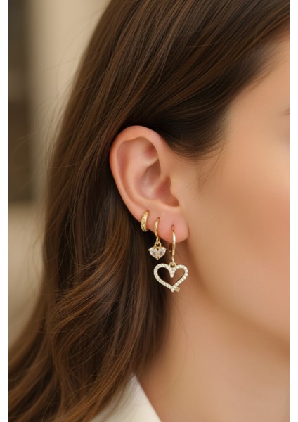 Kadın Çelik 6'lı Küpe Seti Gold Clk-Kp-3lu-Set-04-Gld fırsatları