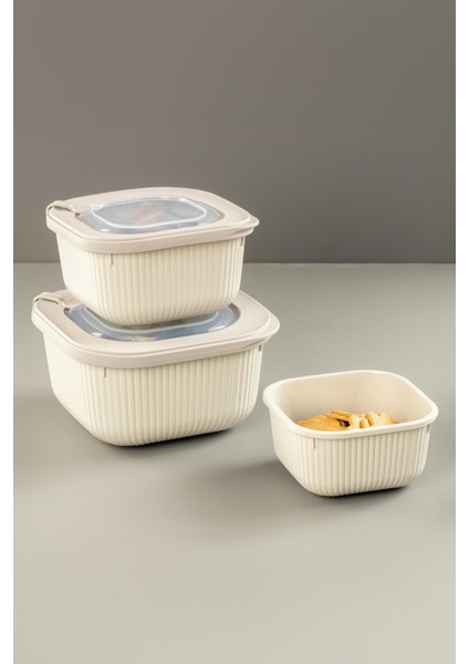 Kare 3 Parça Vakumlu Sızdırmaz Hava Almaz Saklama Kabı Seti Gri (1800/1100/600 Ml) modelleri