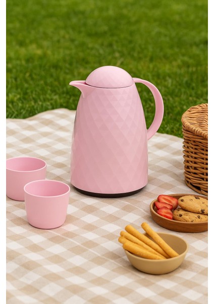 1 Lt Akrilik Soft Pembe Çay Termosu 12 Saat Sıcak 24 Saat Soğuk modelleri