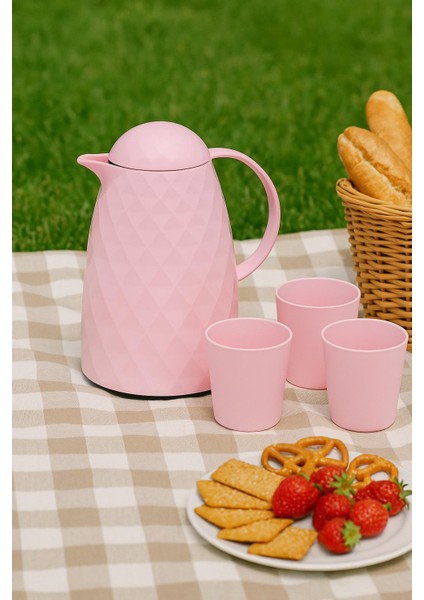 1 Lt Akrilik Soft Pembe Çay Termosu 12 Saat Sıcak 24 Saat Soğuk fırsatları