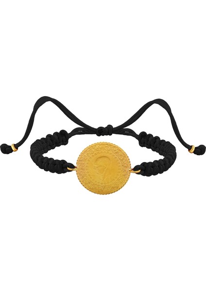 22 Ayar Yeni Altın Siyah Renkli Yarım Ipli Bileklik modelleri