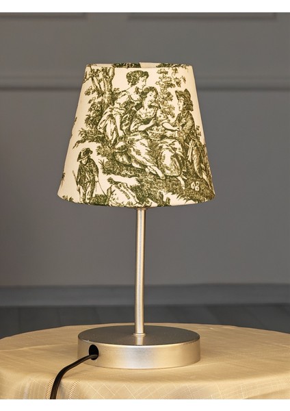 Vintage Gri Ayak Toile De Jouy Masa Lambası Lambader Kablolu Arapuarlı