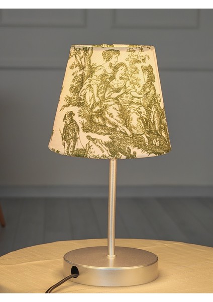 Vintage Gri Ayak Toile De Jouy Masa Lambası Lambader Kablolu Arapuarlı