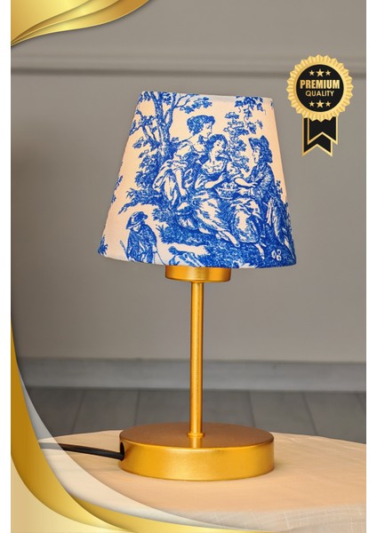 Vintage Gold Ayak Toile De Jouy Masa Lambası Lambader Kablolu Arapuarlı