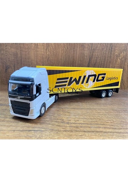 Volvo 4x2 ve Dorse Welly Tır Çekici Oyuncak Metal Tır Çekici Dorseli Oyuncak Tır Kapakları Açılır