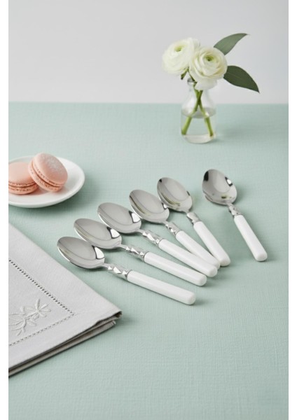 6’lı Paslanmaz Çelik Soft Beyaz Yemek Kaşığı Seti fiyatları