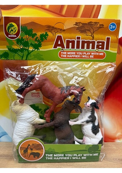 Çiftlik Hayvanları Koyun Inek Keçi At Toplam 4 Parça Oyuncak Hayvan Figürleri Set Büyük Boy fiyatları