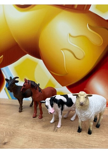 Çiftlik Hayvanları Koyun Inek Keçi At Toplam 4 Parça Oyuncak Hayvan Figürleri Set Büyük Boy fırsatları