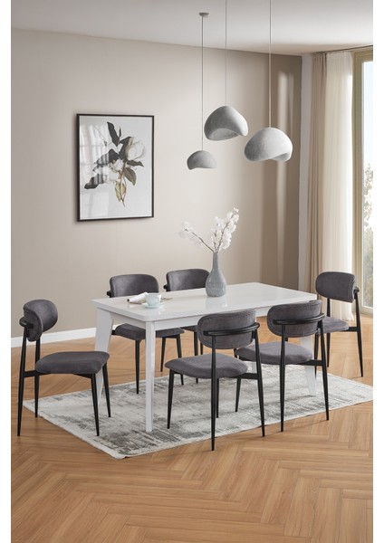 Polo 6 Kişilik Mutfak Yemek Masası Takımı Antrasit