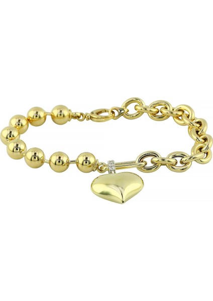 14 Ayar Altın Kalpli Bileklik - F004682