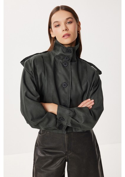 Piliseli Kısa Süet Ceket LFN0136 Haki modelleri