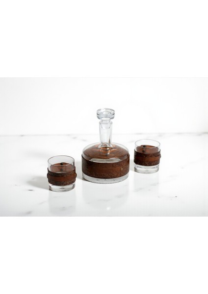 Premium Zenith Hakiki Deri Karaf & Bardak Kılıfı