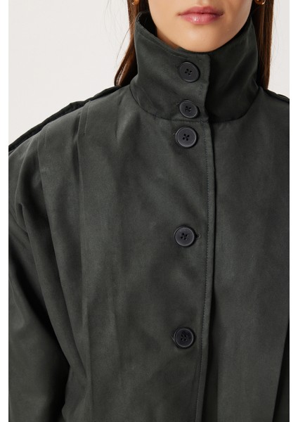 Piliseli Kısa Süet Ceket LFN0136 Haki indirimleri