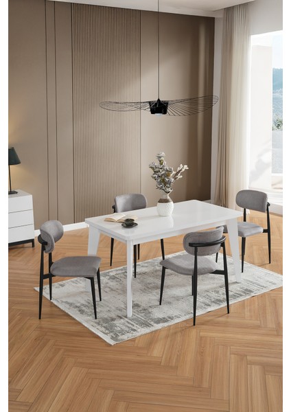 Polo 4 Kişilik Mutfak Yemek Masası Takımı Gri