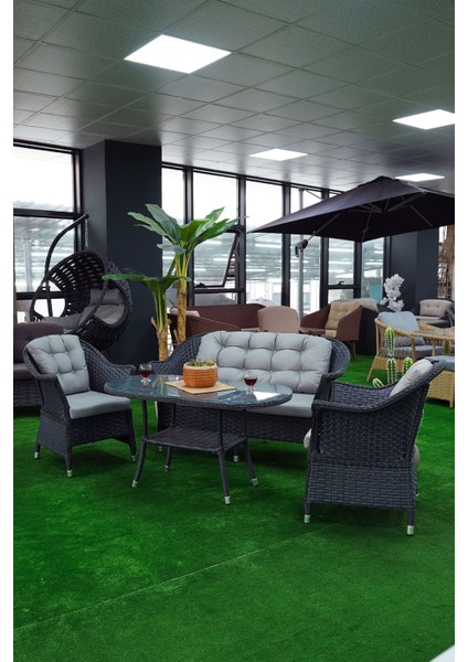 Mihenk Rattan 4 Kişilik Oturma Grubu 2+1+1 + Orta Sehpa