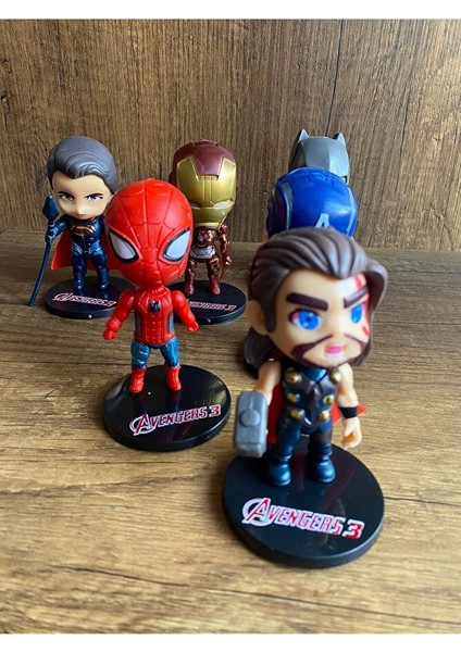 Thor Spiderman Ironman Kaptan Amerika Batman Superman Figür 6'lı Süper Kahraman Figür Seti modelleri