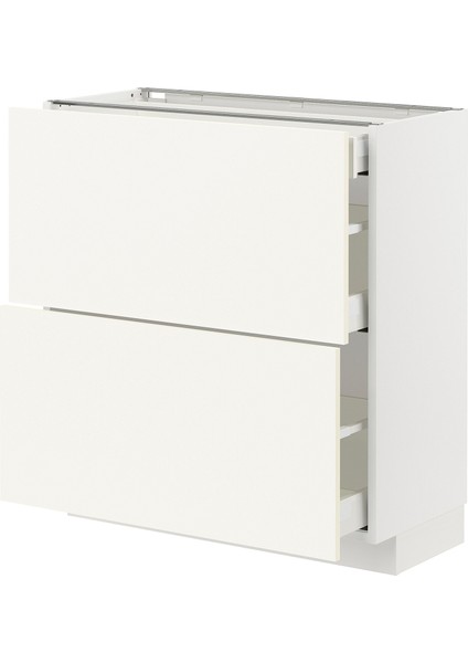 Çekmeceli Alt Dolap, Vallstena Beyaz, 80X37 Cm, 3 Çekmeceli ve 2 Ön Panelli