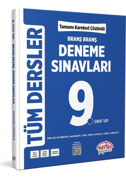 Editör 9. Sınıf Tüm Dersler Branş Branş Tamamı Çözümlü Deneme Sınavları Yeni