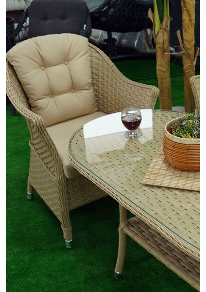 Mihenk Rattan 4 Kişilik Oturma Grubu 2+1+1 + Orta Sehpa