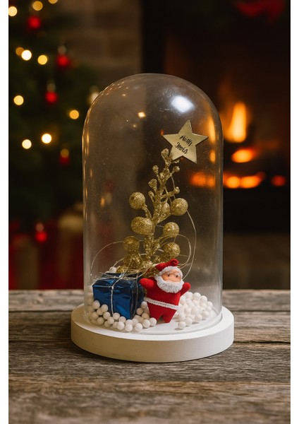 Büyük Boy Noel Baba Fanus – Peri Ledli Yılbaşı Dekoratif Masa Süsü fiyatları