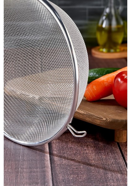 Tencereye Takılan 22 cm Lüks Orta Boy Çelik Tel Süzgeç & Kevgir indirimleri
