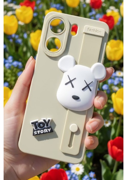 Redmi 13C Uyumlu Kılıf Bej Renk 3D Figürlü Darbe Emici Yumuşak Silikon Kapak