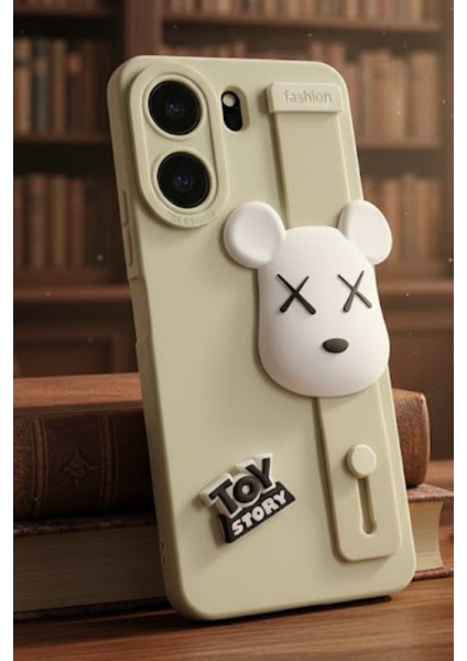 Redmi 13C Uyumlu Kılıf Bej Renk 3D Figürlü Darbe Emici Yumuşak Silikon Kapak fiyatları