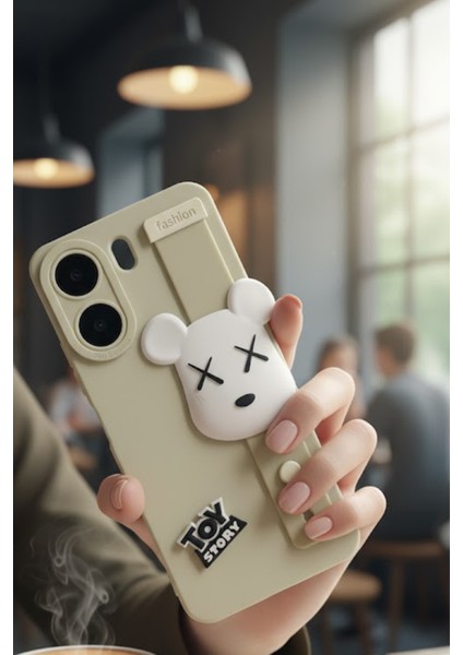 Redmi 13C Uyumlu Kılıf Bej Renk 3D Figürlü Darbe Emici Yumuşak Silikon Kapak modelleri