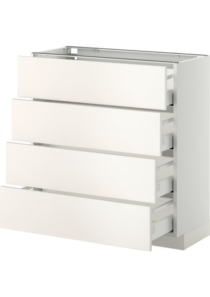 Çekmeceli Alt Dolap, Veddınge Beyaz, 80X37 Cm, 4 Çekmeceli ve 4 Ön Panelli