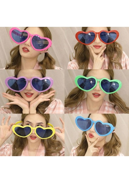 Boy Büyük Kalp Şekilli Parti Gözlüğü 12 Adet Rengarenk