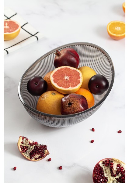 Akrilik Barok Füme Büyük Oval Meyve & Salata Kasesi & Karıştırma Kabı / 3,3 Lt (CAM DEĞİLDİR) indirimleri