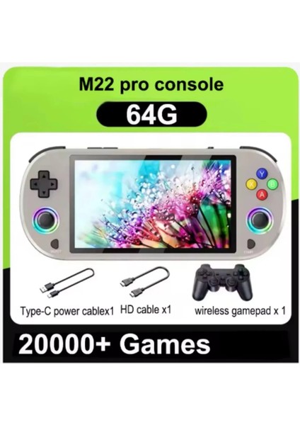M22 Pro Retro Oyun Konsolu 5.0 ’’ıps Ekran Dahili 20000+ Oyun Emülatörleri Rgb LED Joystick indirimleri