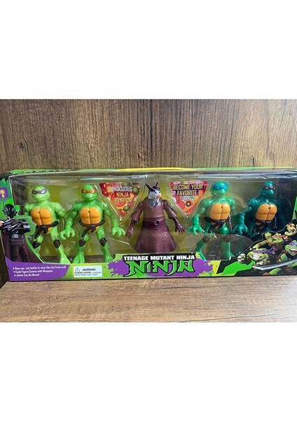 Ninja Kaplumbağa Figür Işıklı 4 Ninja Kaplumbağa 12CM ve Sprinter Ayakta Durur Savaş Aletli