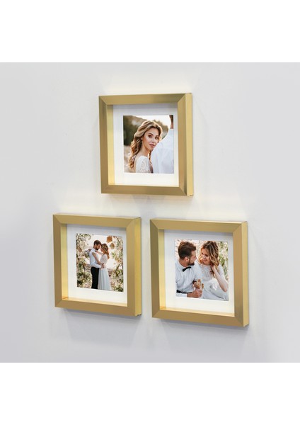 Sök-Tak Paspartulu 14×14 cm Pola Kare Fotoğraf Çerçevesi 3'lü Paket - Altın Renk fiyatları