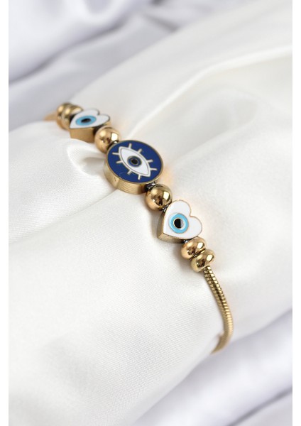 316L Çelik Göz Charm Model Gold Renk Kadın Bileklik