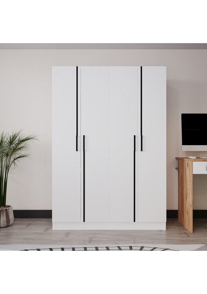 Piyano 4 Kapaklı Dolap Genç Odası-Çocuk Odası Gardırop Beyaz modelleri