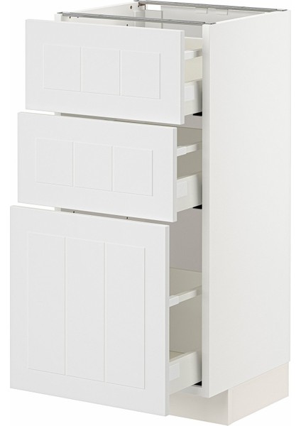 Çekmeceli Alt Dolap, Stensund Beyaz, 40X37 Cm, 3 Çekmeceli ve 3 Ön Panelli