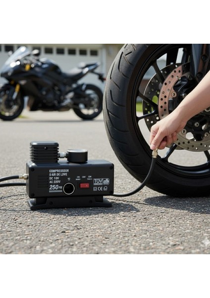 250 Psı Güçlü Taşınabilir Hava Kompresörü–araba, Motosiklet, Bisiklet ve Top Şişirme Için Elektrikli Fişli Çakmaklıklı Lastik Şişirme Pompası indirimleri